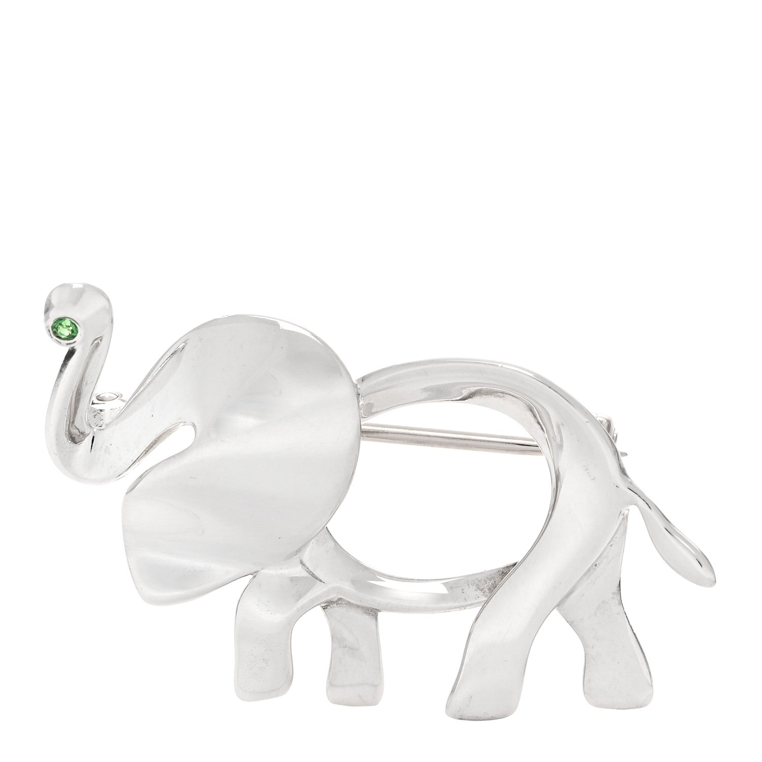 Tiffany Sterling Silver Tsavorite Save the Wild Elephant Brooch 1 of 5