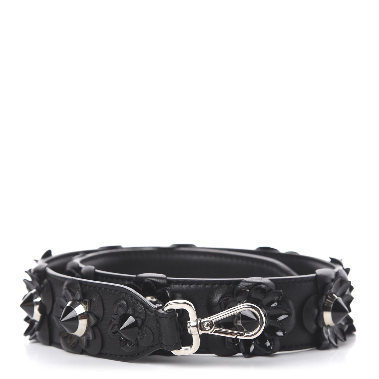 Vitello Dolce Nappa Patent Flowerland Studded Strap You Black