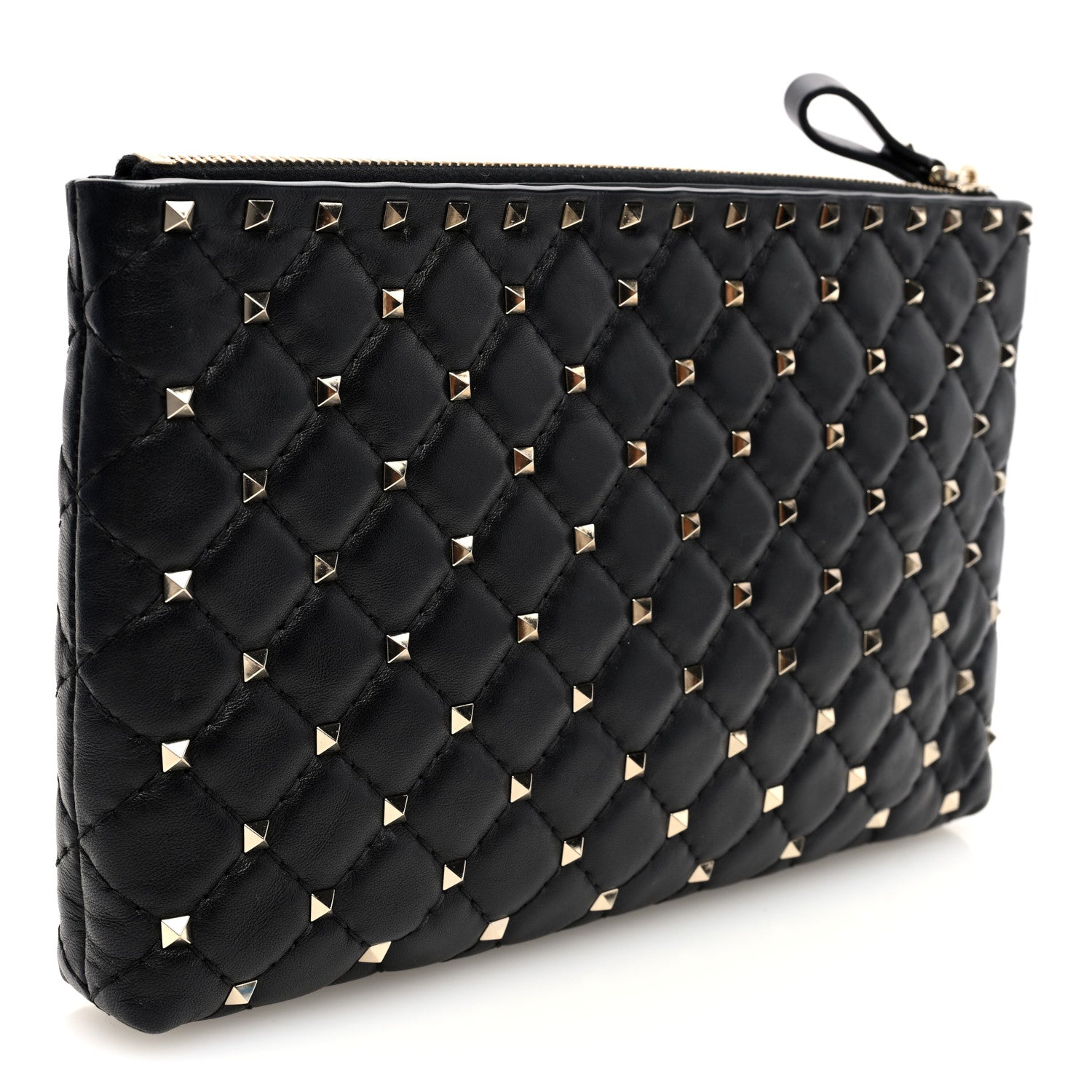 Valentino Garavani Nappa Rockstud Spike Side Slip Zip Clutch Black 3 of 6