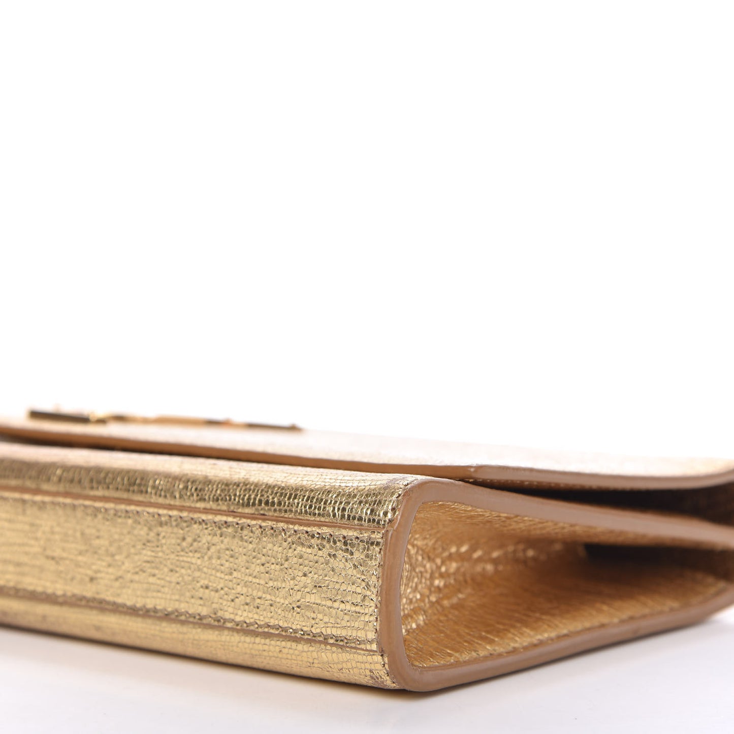 Metallic Textured Calfskin Monogram Cassandre Clutch Gold