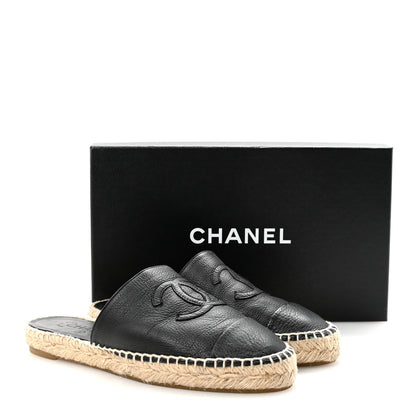 Chanel Goatskin Patent CC Espadrille Mules 37 Black 10 of 10