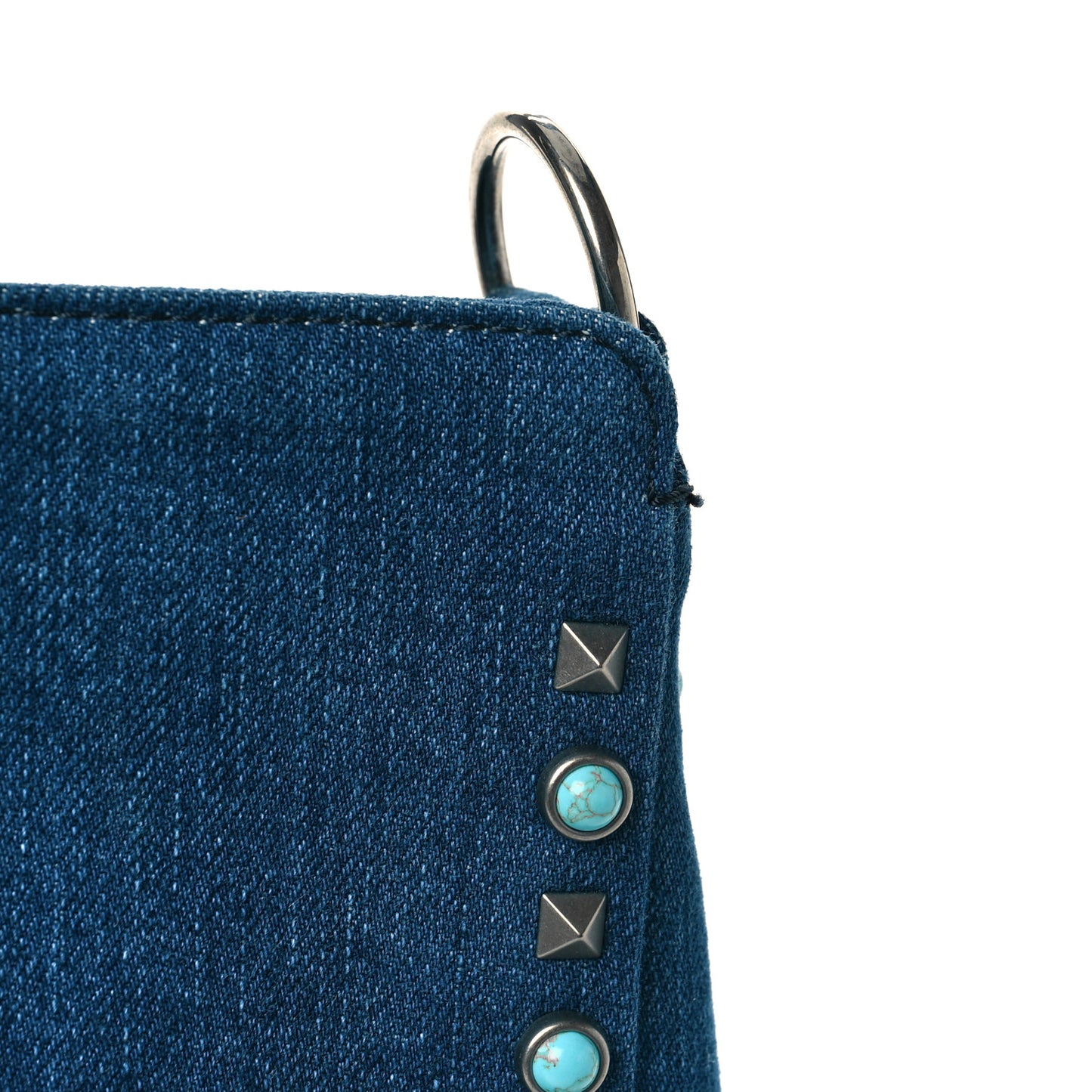 Denim Small Guitar Strap Rockstud Rolling Flip-Lock Messenger Bag Blue