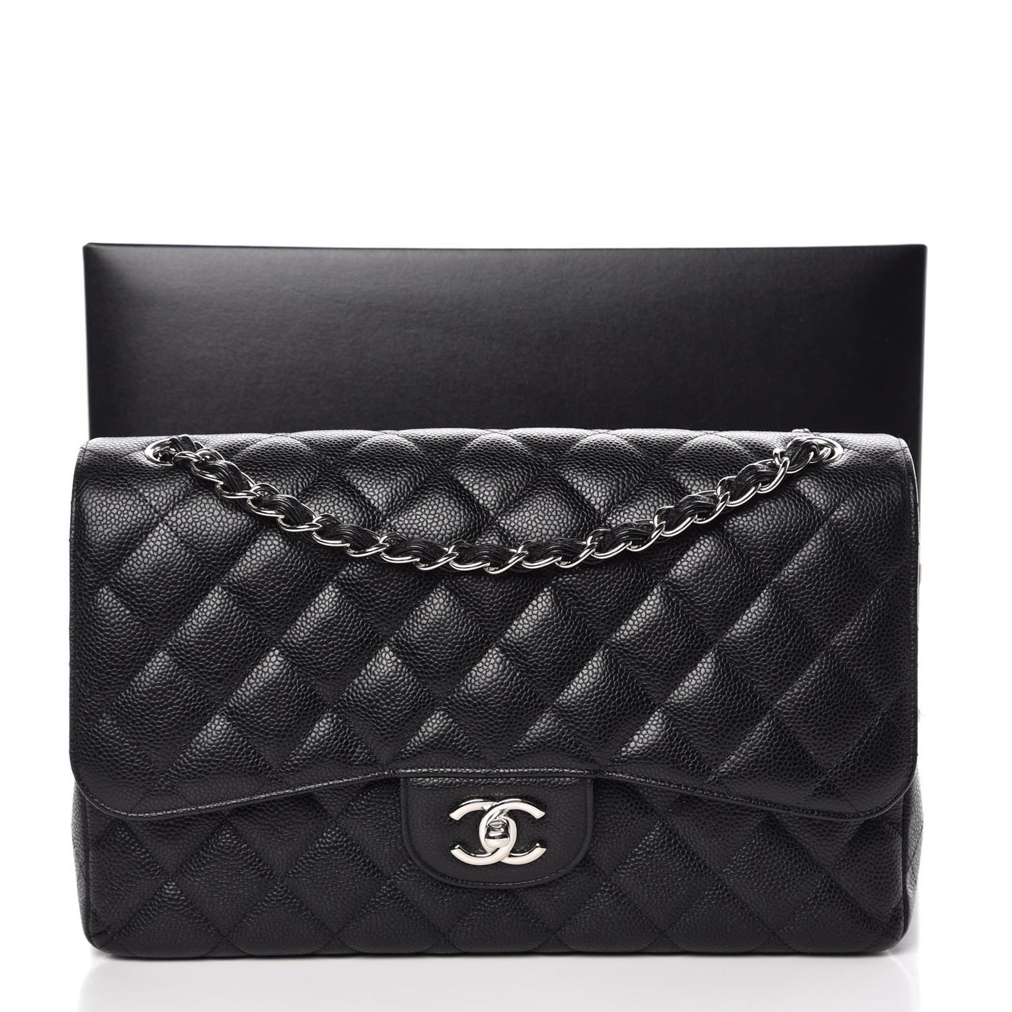 Caviar Quilted Jumbo Double Flap Black
