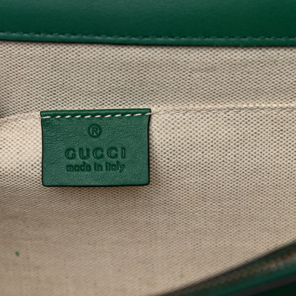 Gucci Moon Calfskin Web Medium Dionysus Bamboo Top Handle Bag Emerald Blue Hibiscus Red 6 of 19