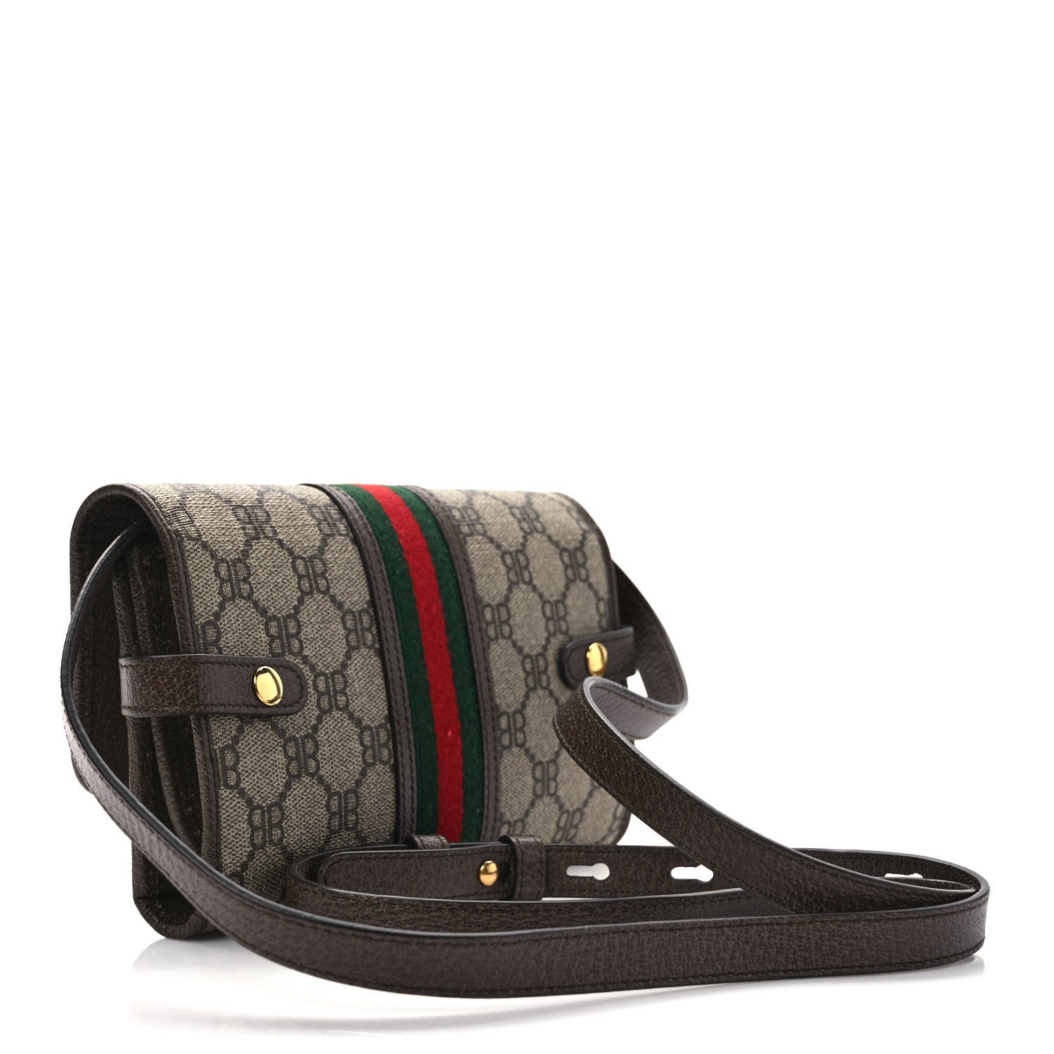 Gucci X BALENCIAGA BB Supreme Monogram Web Ophidia Crossbody Wallet Beige New Acero 3 of 8