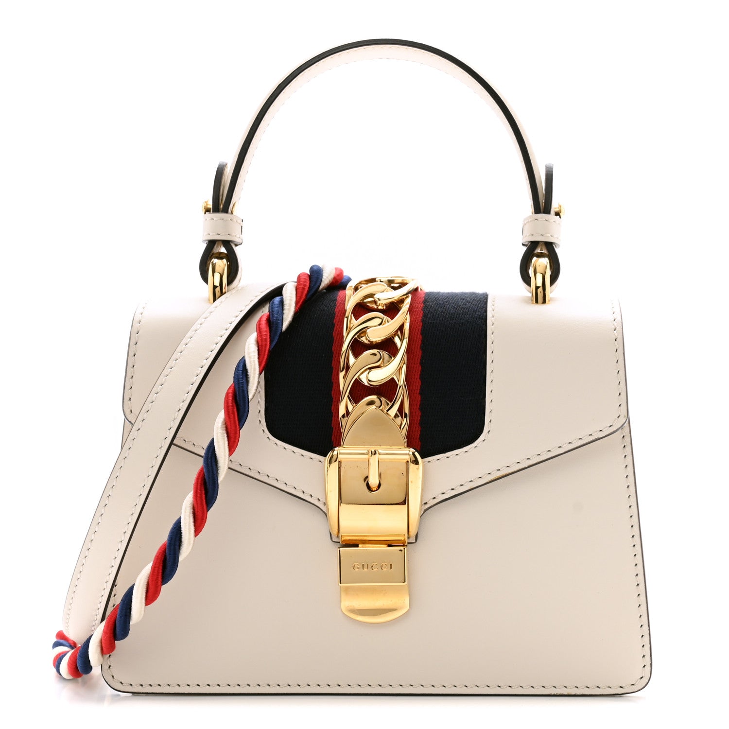 Gucci Calfskin Mini Sylvie Top Handle Bag White 1 of 15