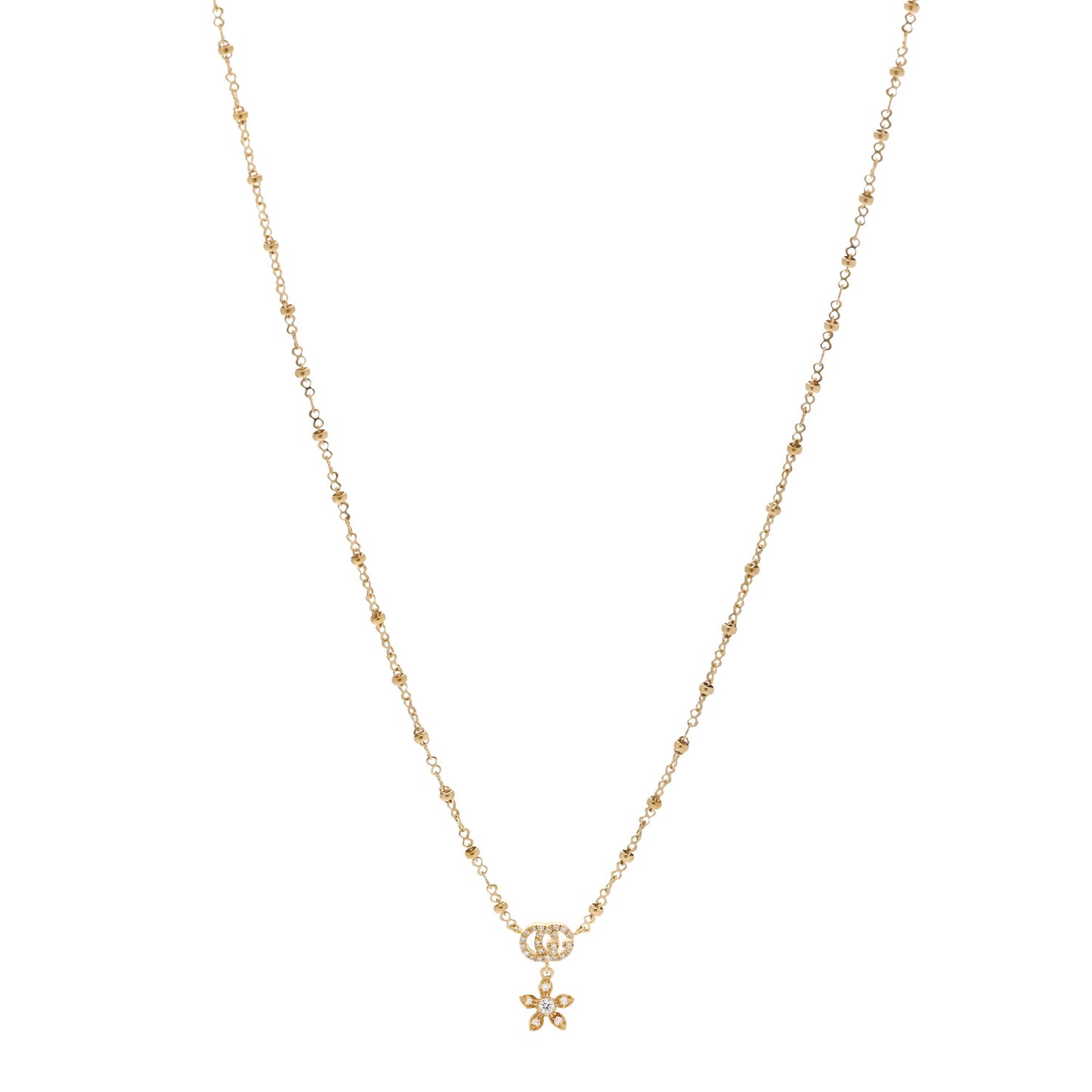 18K Yellow Gold Diamond Flora Necklace