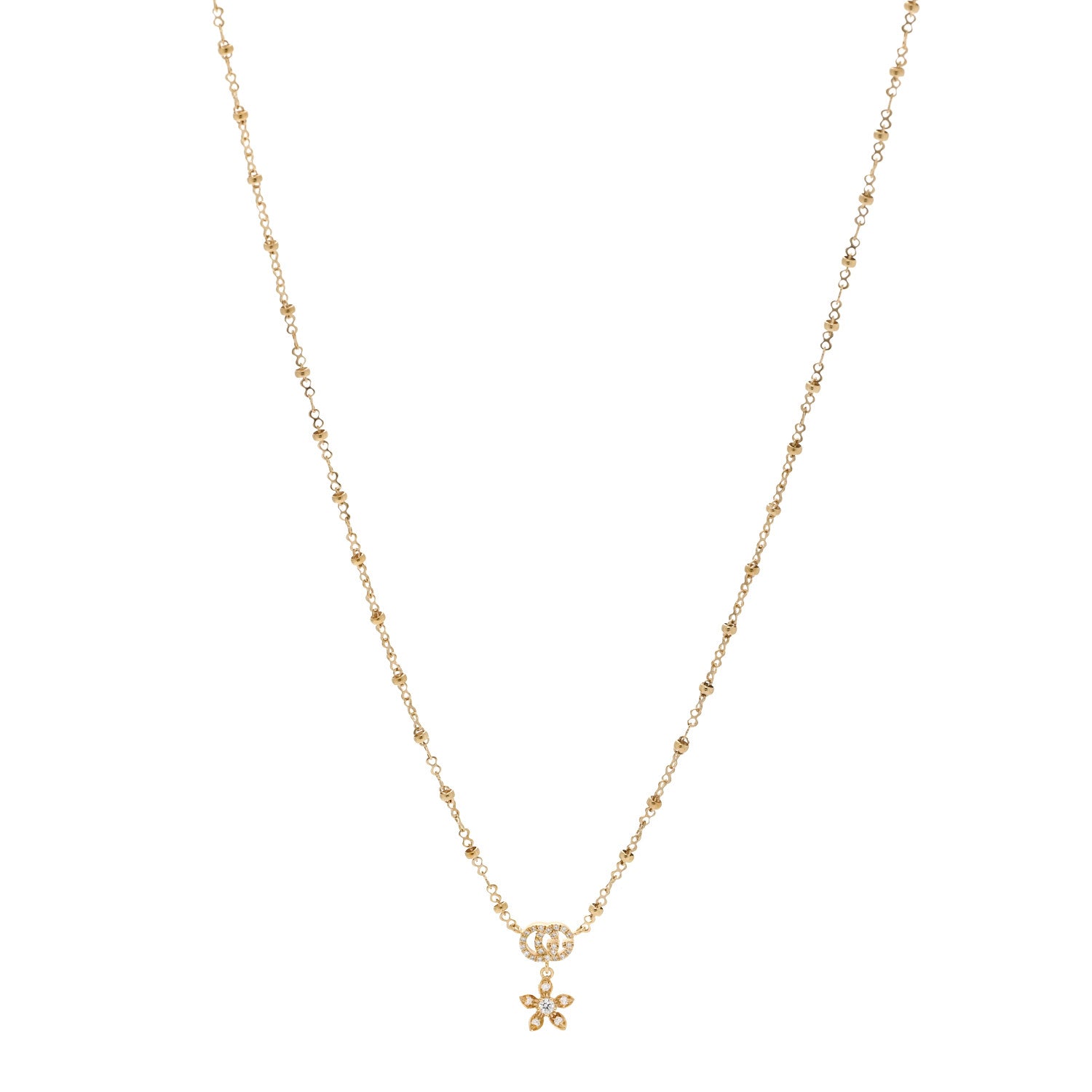 Gucci 18K Yellow Gold Diamond Flora Necklace 1 of 7