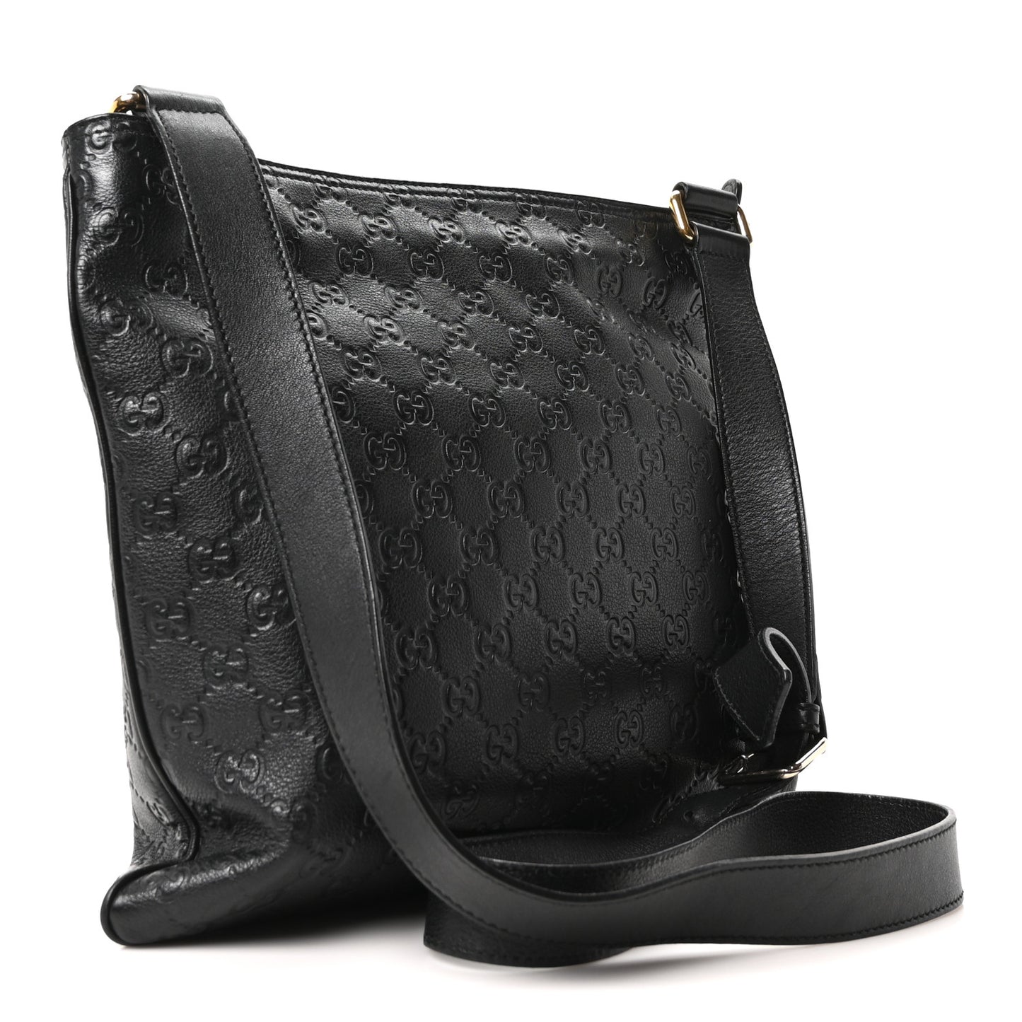 Guccissima Medium Flat Messenger Bag Black