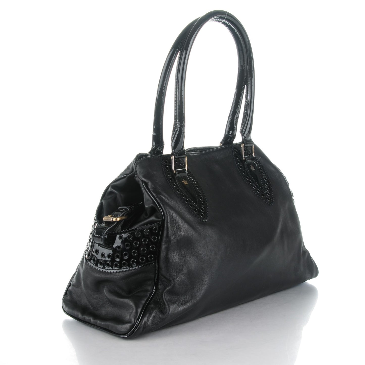Nappa Patent Bag De Jour Perforated Tote Black