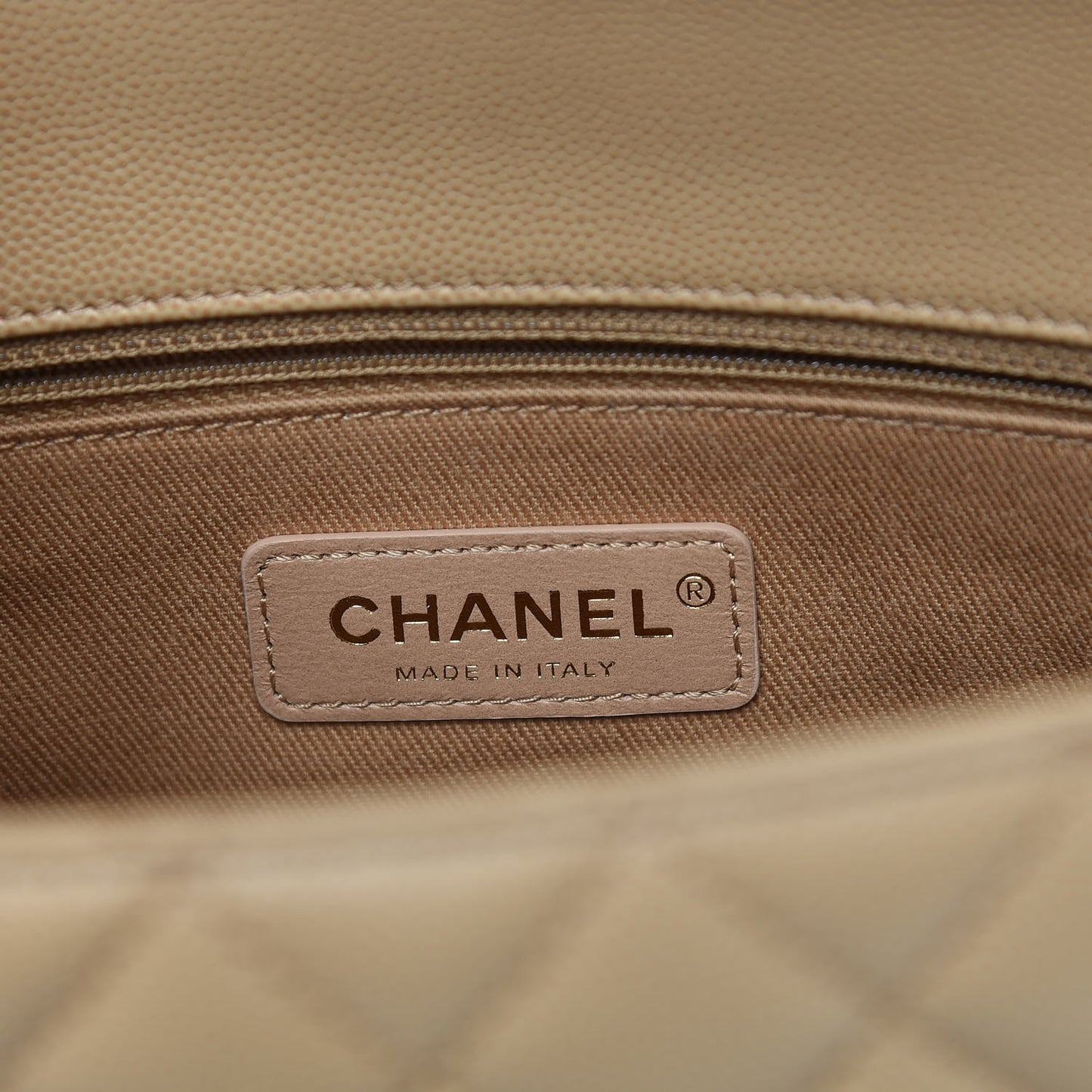 Caviar Lizard Embossed Quilted Small Coco Handle Flap Beige