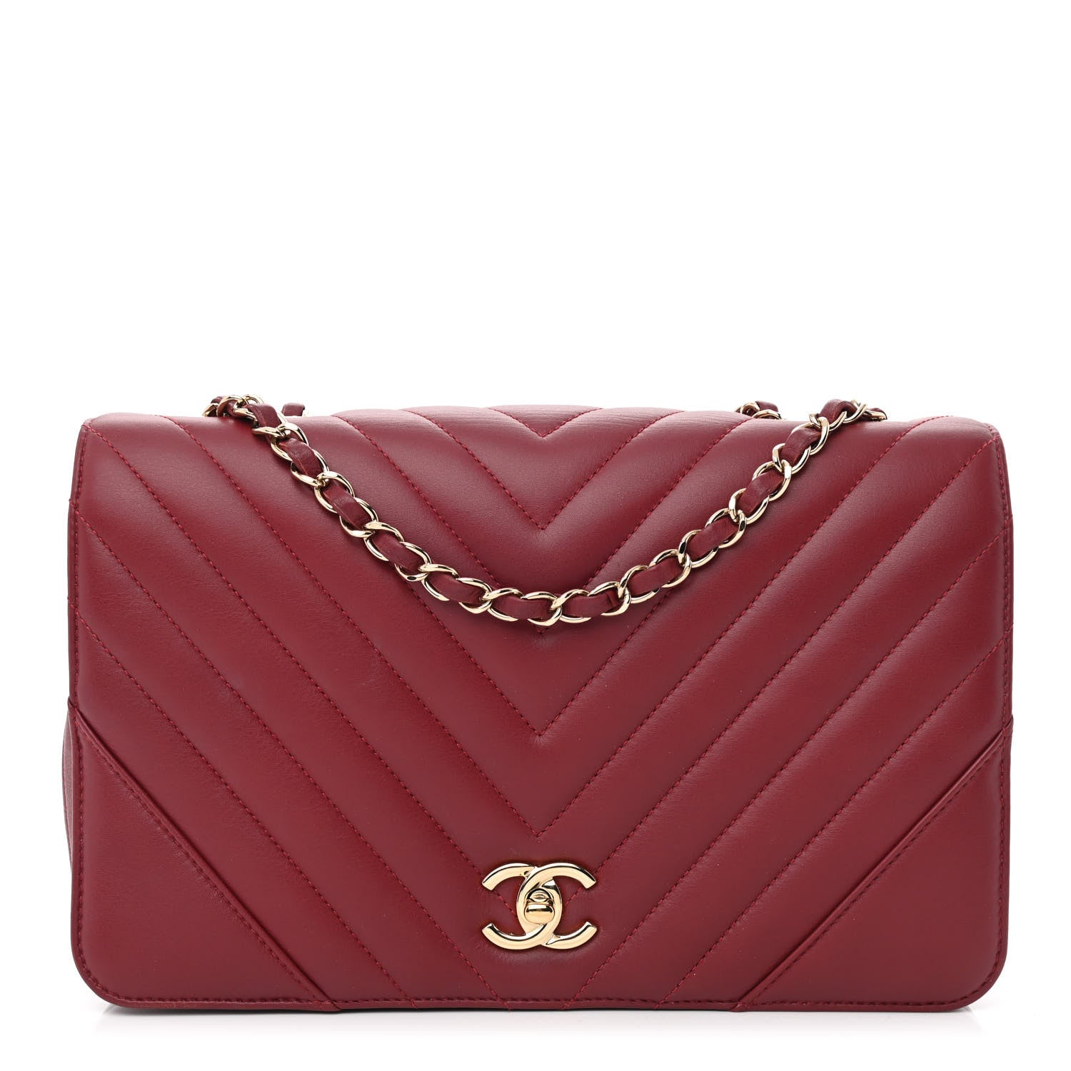 Chanel Calfskin Chevron Quilted Large Statement Flap Red 1 of 11