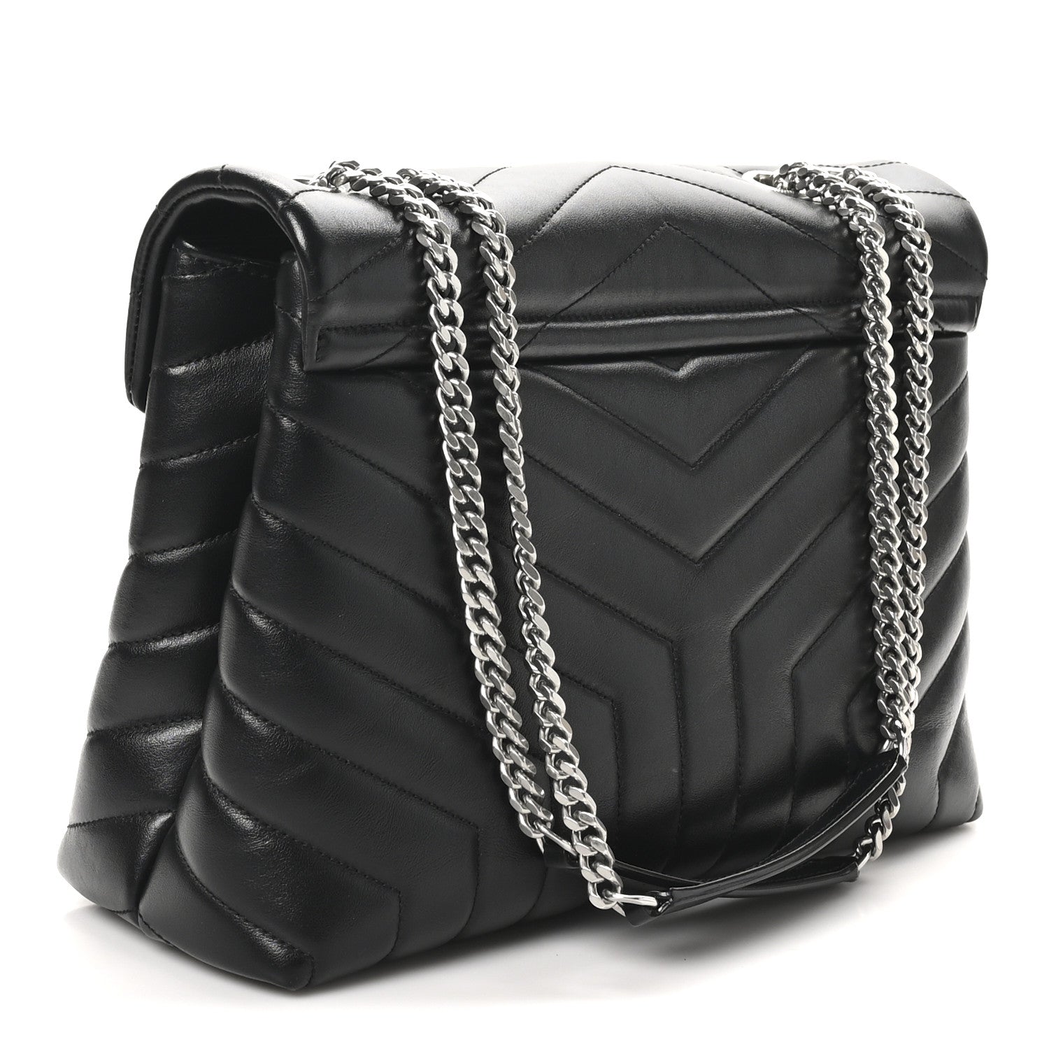 Saint Laurent Calfskin Y Quilted Monogram Medium Loulou Chain Satchel Black 3 of 10