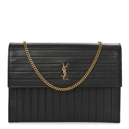 Saint Laurent Calfskin Matelasse Victoire Chain Wallet Black 1 of 10