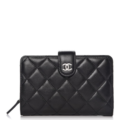 Chanel Lambskin Quilted Zipped Pocket Wallet Black 1 of 10