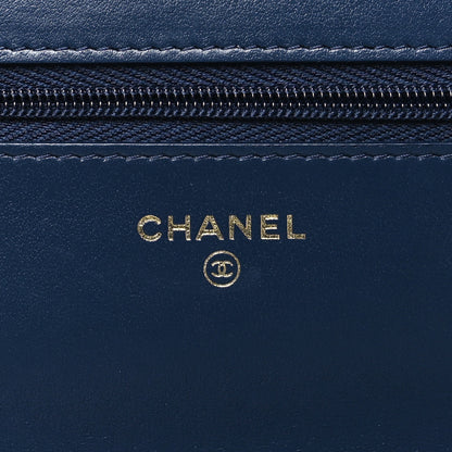 Chanel Denim Printed Wallet On Chain WOC Dark Blue 6 of 11