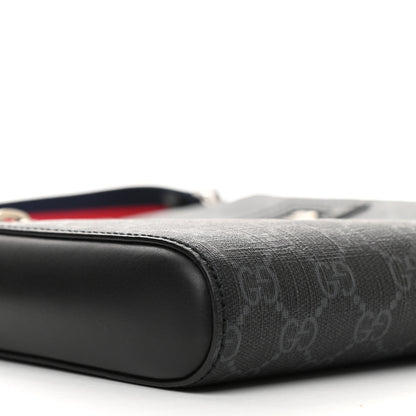Gucci GG Supreme Monogram Web Small Flat Messenger Bag Black Grey 9 of 12