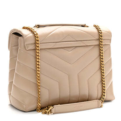 Saint Laurent Calfskin Y Quilted Monogram Small Loulou Chain Satchel Dark Beige 3 of 11
