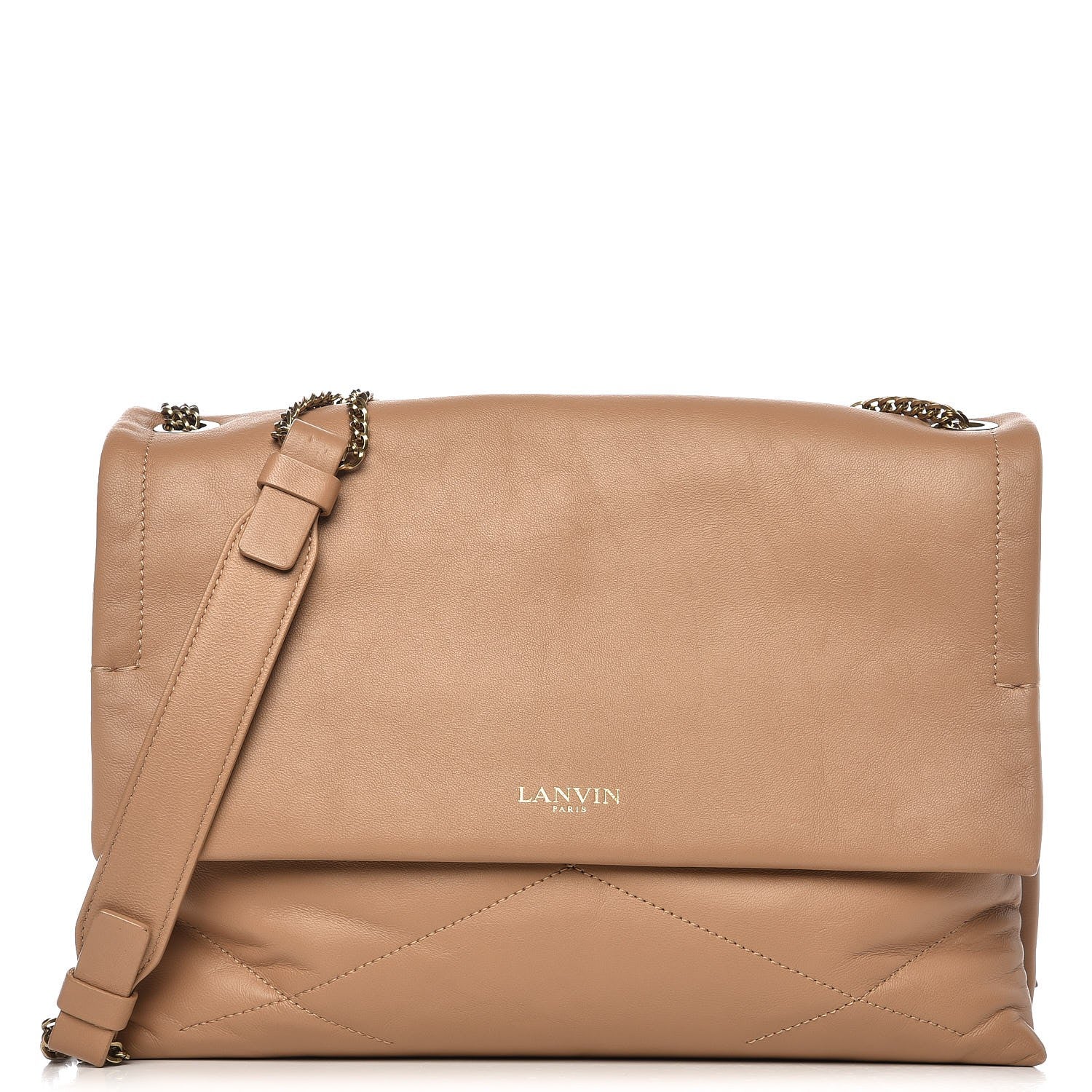 Lanvin Lambskin Quilted Medium Sugar Flap Shoulder Bag Sand 1 of 10