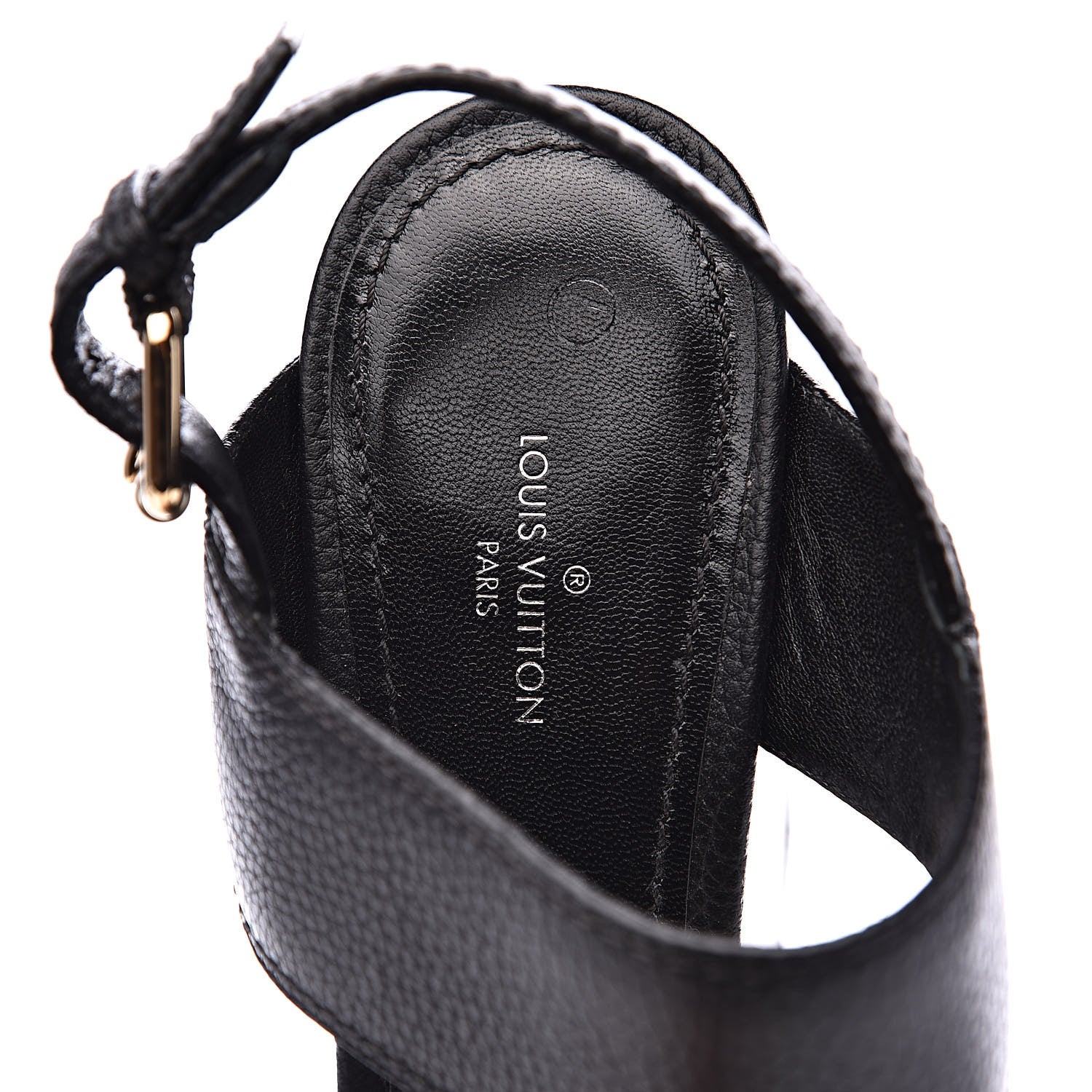 Louis Vuitton Calfskin Vedette Wedge Sandals 39 Black 7 of 8