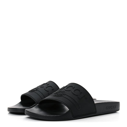 Gucci Rubber Womens Logo Slide Sandals 40 Black 3 of 9