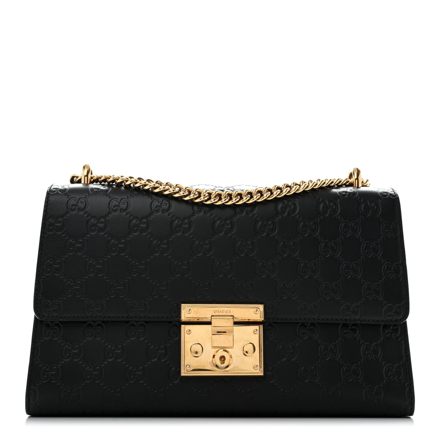 Gucci Guccissima Medium Padlock Shoulder Bag Black 1 of 13