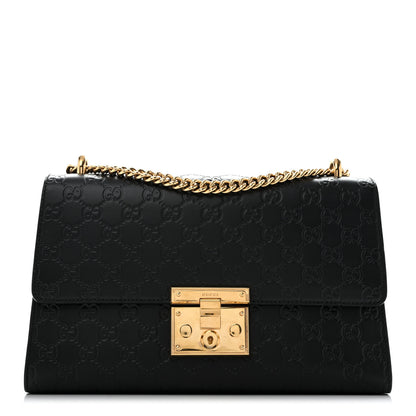 Gucci Guccissima Medium Padlock Shoulder Bag Black 1 of 13