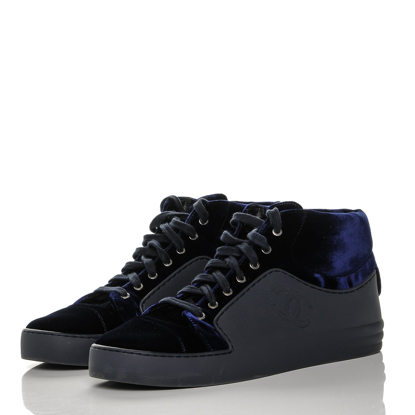Calfskin Velvet CC Sneakers 41 Black Blue