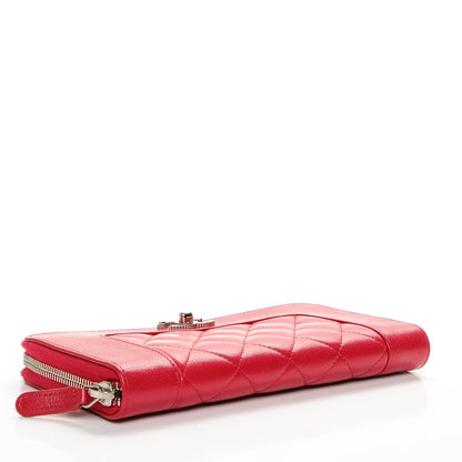 Chanel Sheepskin Quilted Mademoiselle Vintage Zip Around Wallet Dark Pink 4 of 8