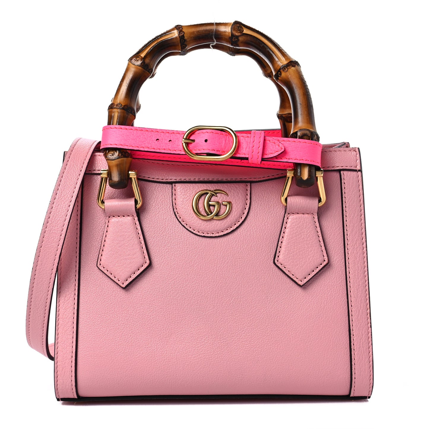 Wonka Grain Calfskin Mini Diana Tote Bag Wild Rose Fuxia Fluo