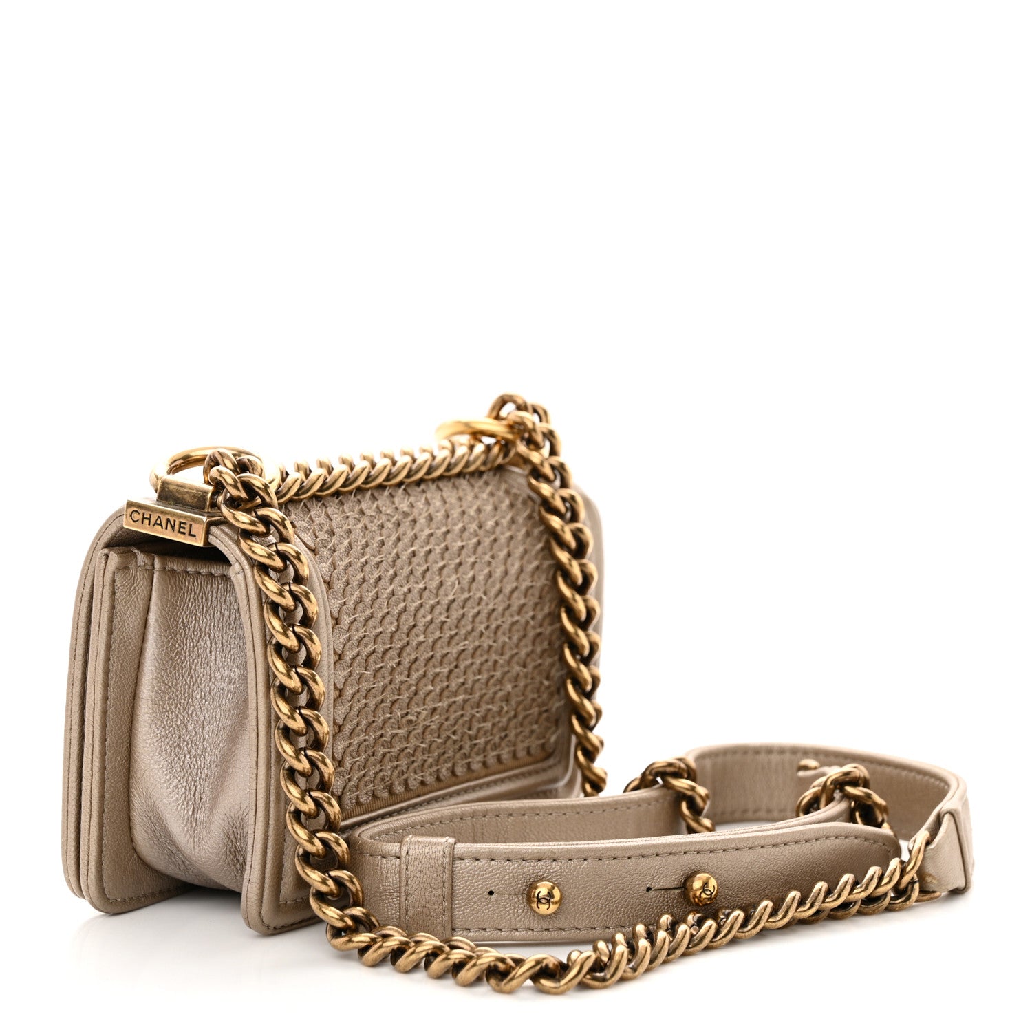 Chanel Metallic Lambskin Mini Scaled Boy Flap Gold 3 of 13