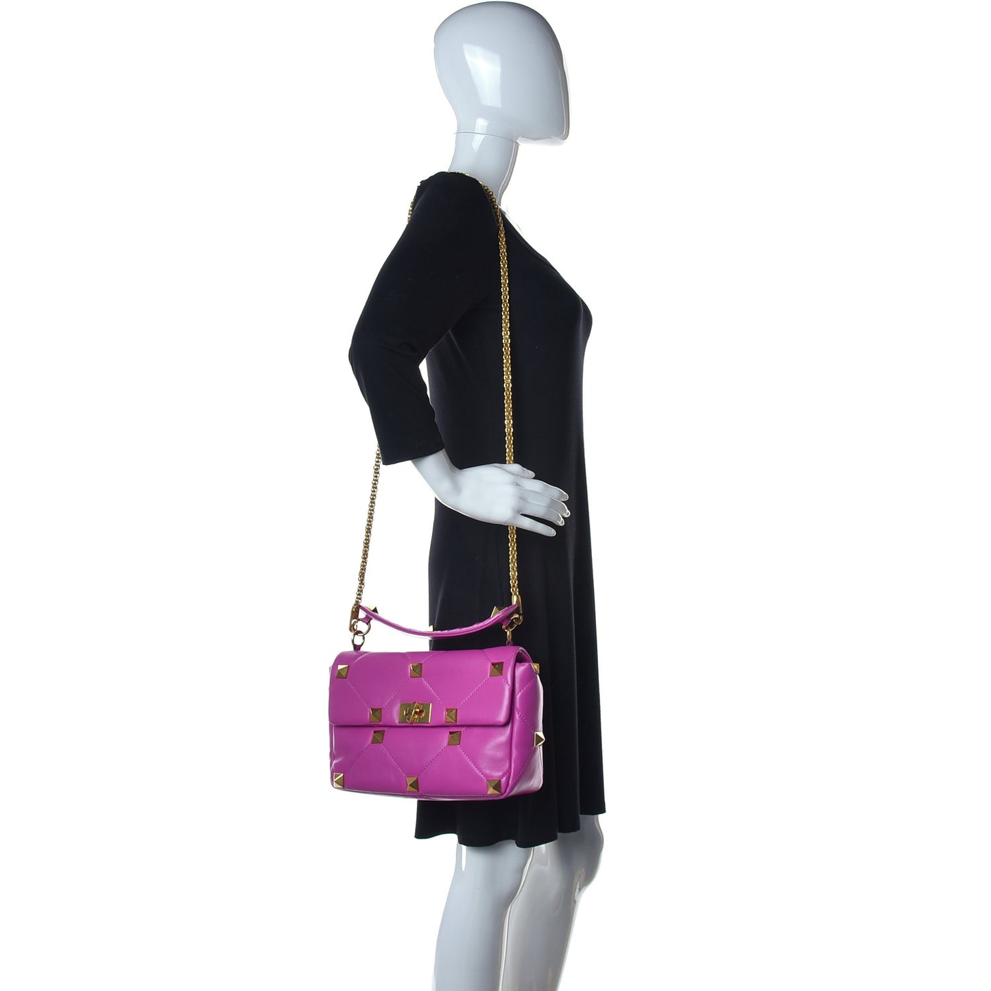 Nappa Large Roman Stud Shoulder Bag Radiant Orchid