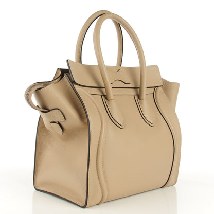 Celine Drummed Calfskin Mini Luggage Dune 3 of 7