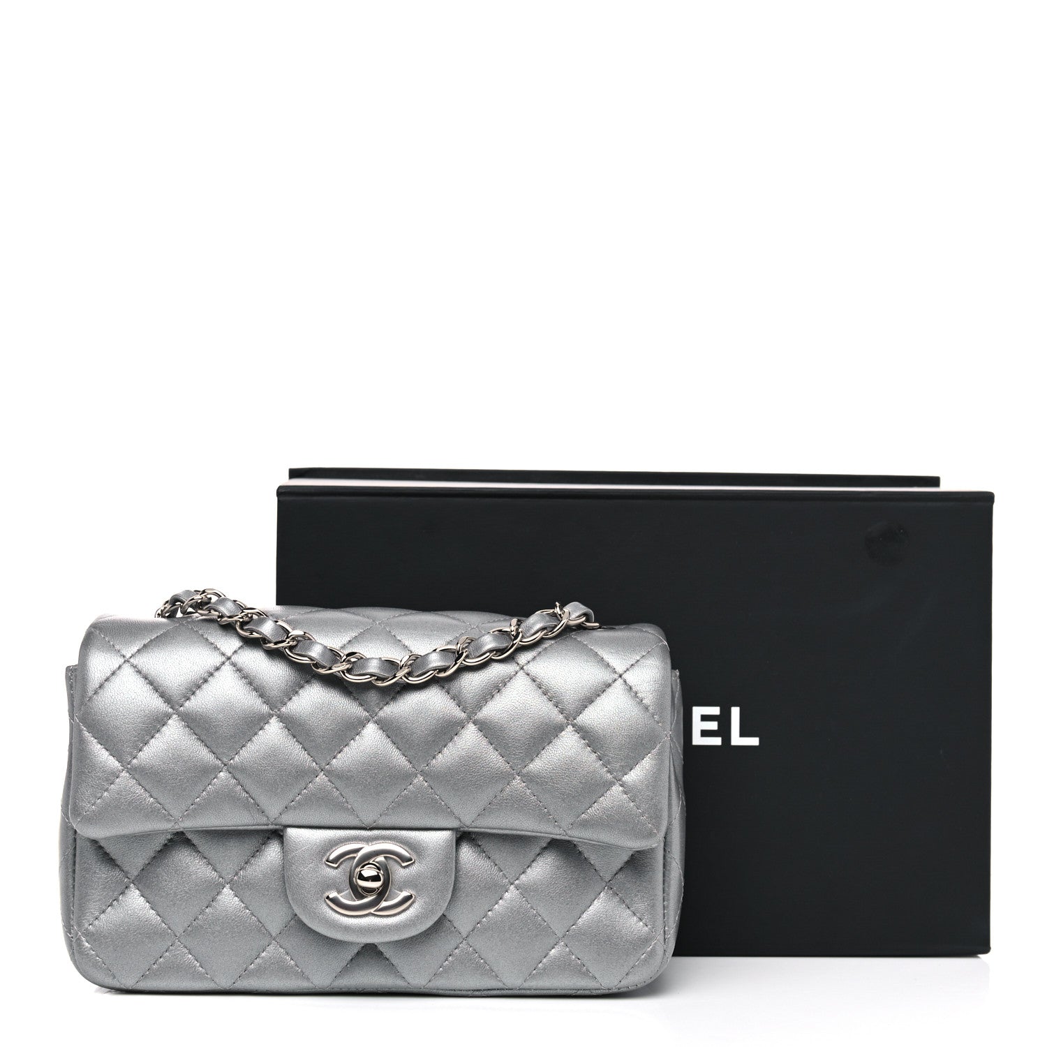 Chanel Metallic Lambskin Quilted Mini Rectangular Flap Silver 10 of 10