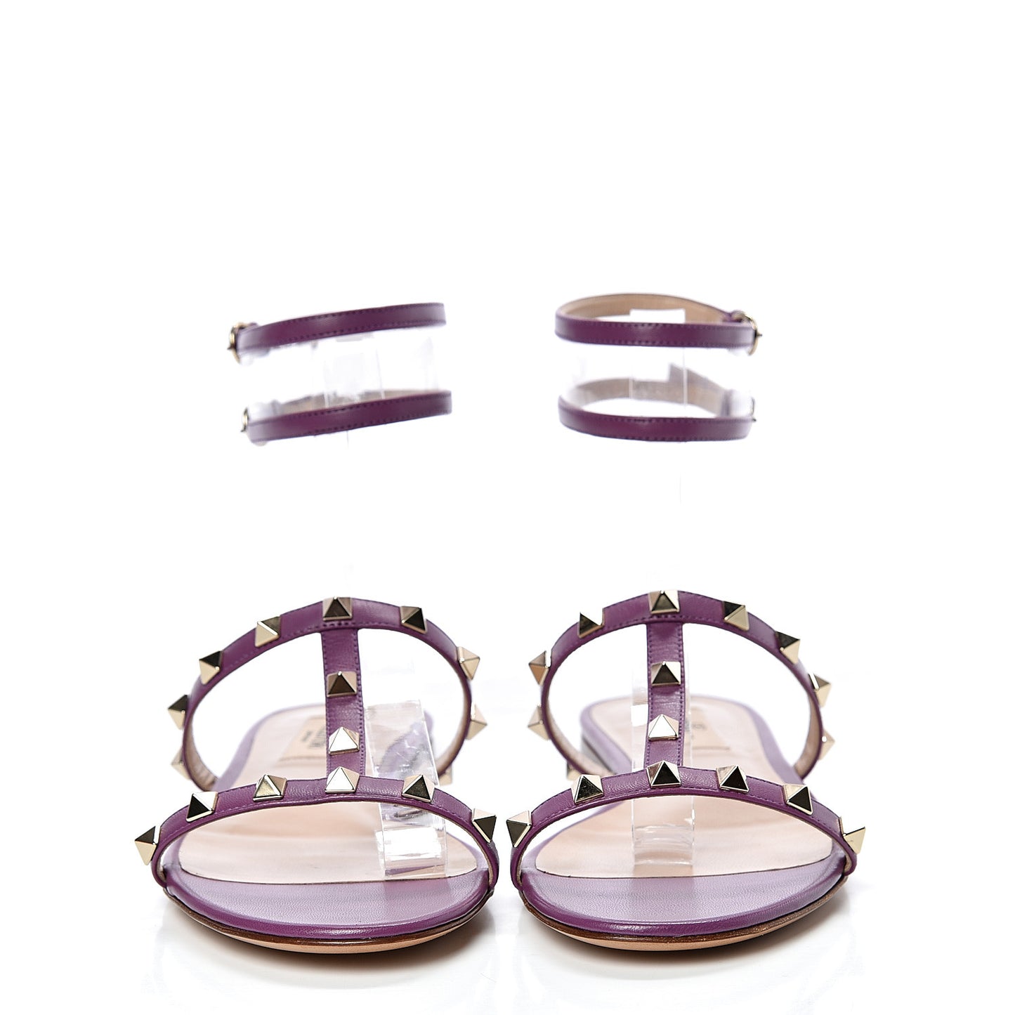 Nappa PVC Rockstud Gladiator Flat Sandals 37 Purple
