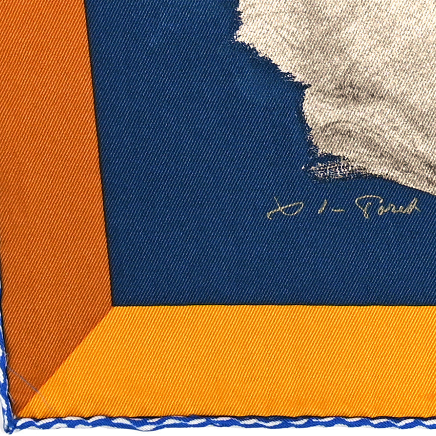 Silk Les Bassets Scarf 70 Marine Sepia