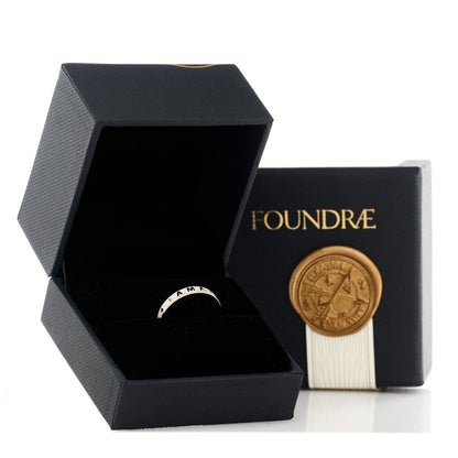 Foundrae 18K Yellow Gold Champleve Enamel Thin Amate Love Band Ring 52 6 White 5 of 5