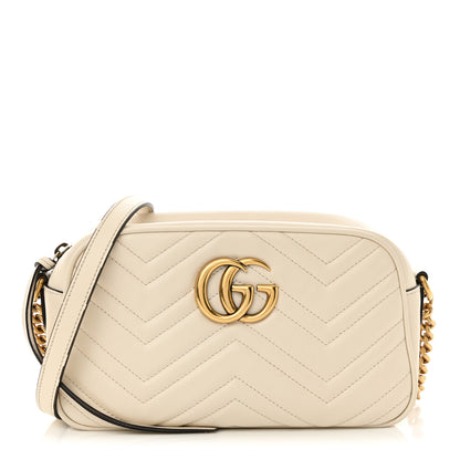 Gucci Calfskin Matelasse Small GG Marmont Chain Shoulder Bag White 1 of 12