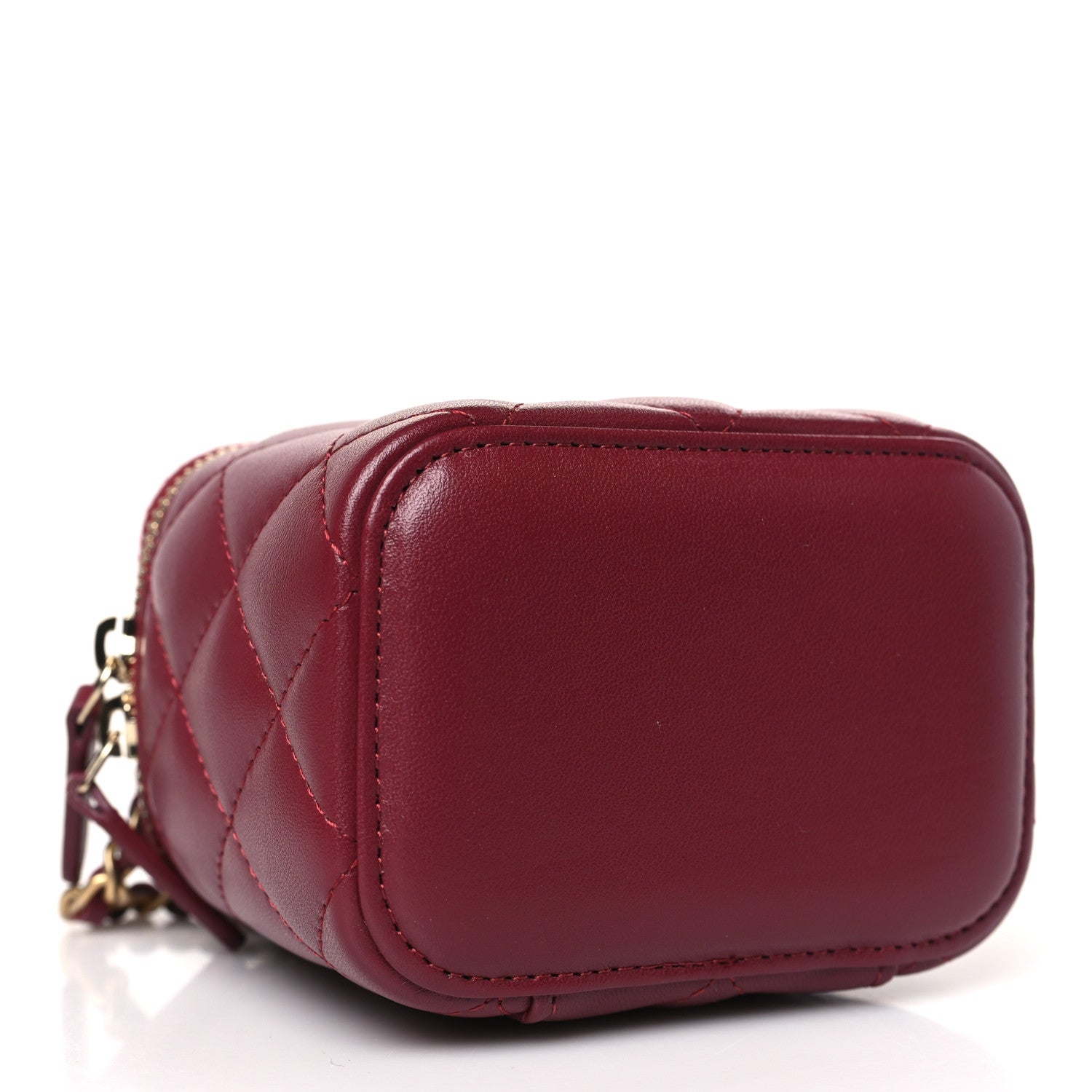Chanel Lambskin Quilted Mini Top Handle Vanity Case With Chain Burgundy 4 of 9