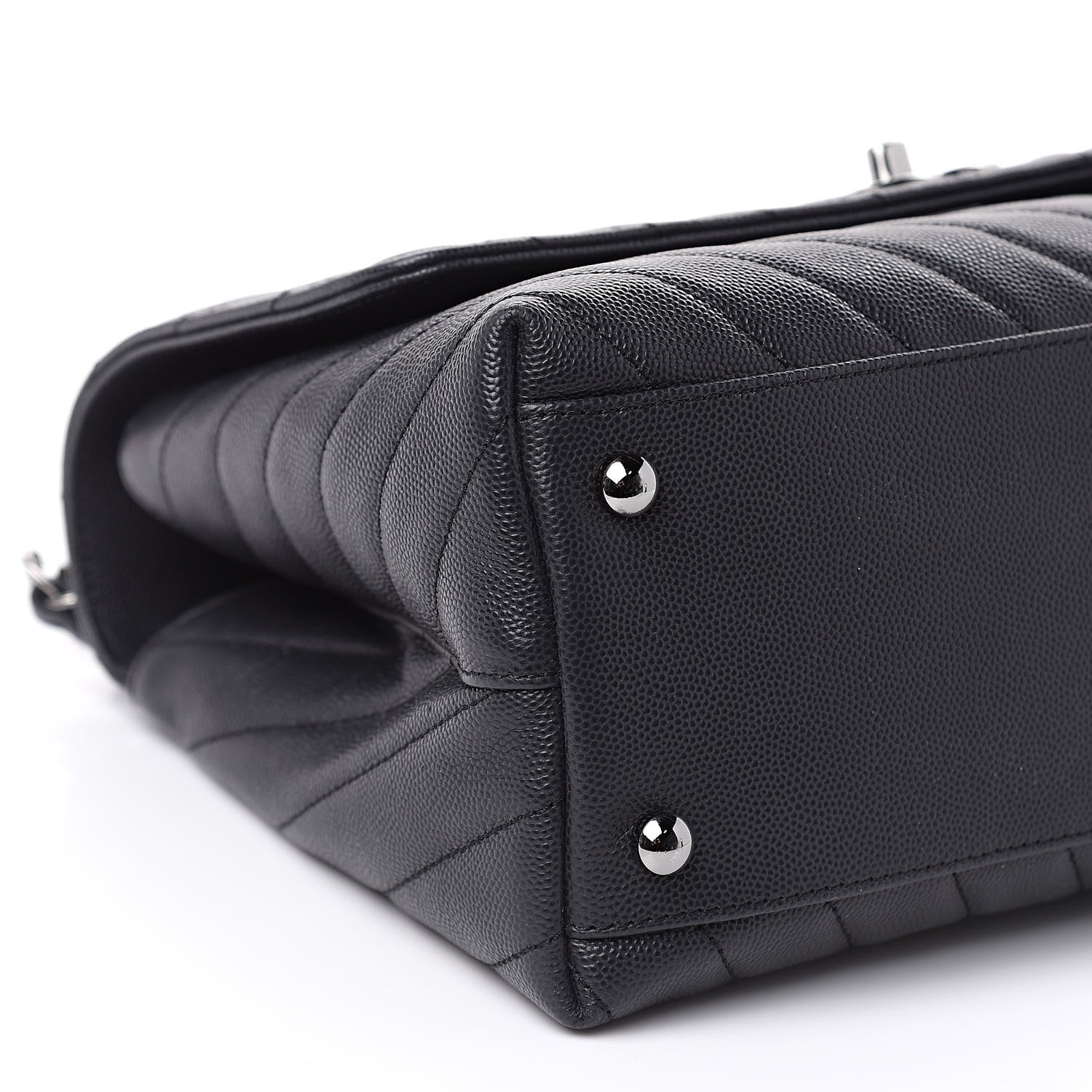 Chanel Caviar Chevron Quilted Small Coco Handle Flap Dark Grey 8 of 10