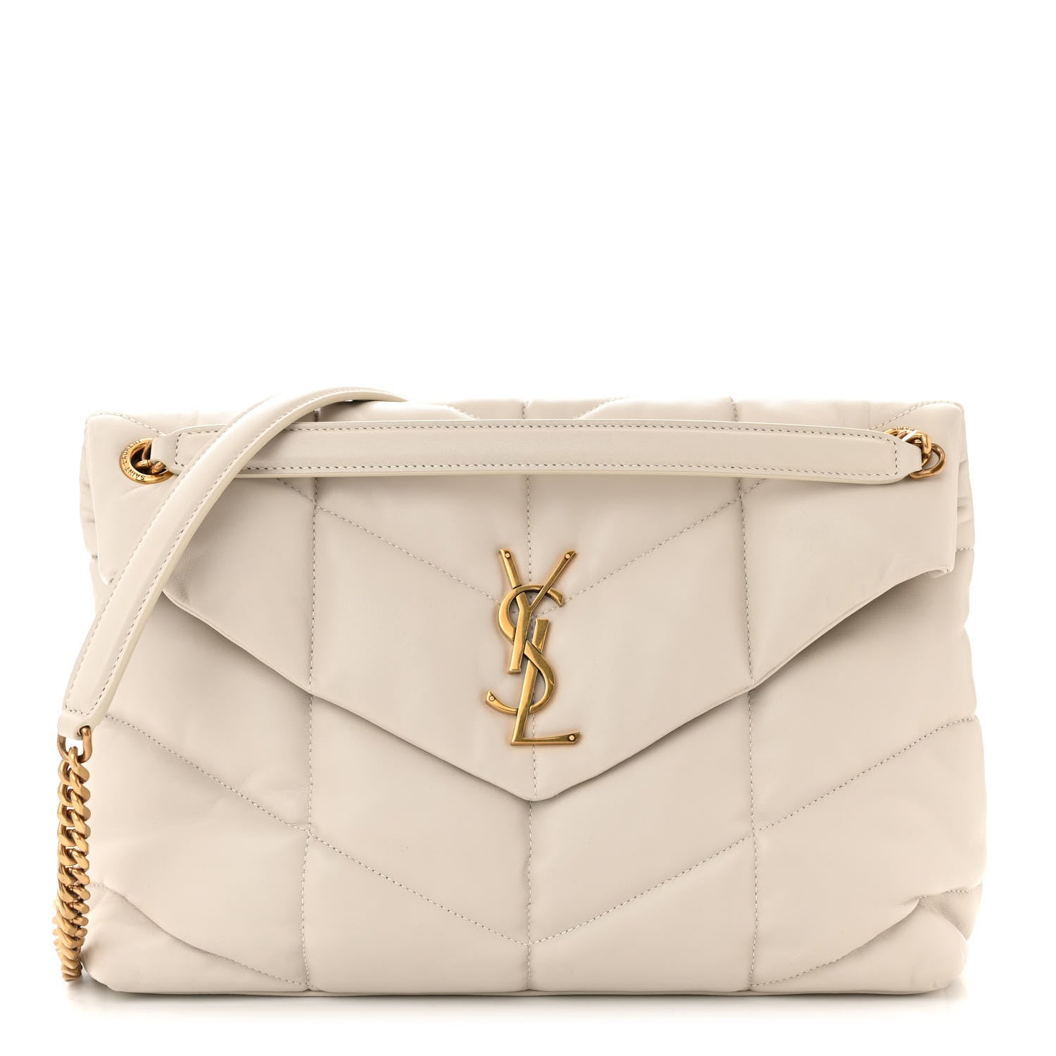 Saint Laurent Lambskin Quilted Medium Loulou Puffer Monogram Chain Satchel 1 of 10