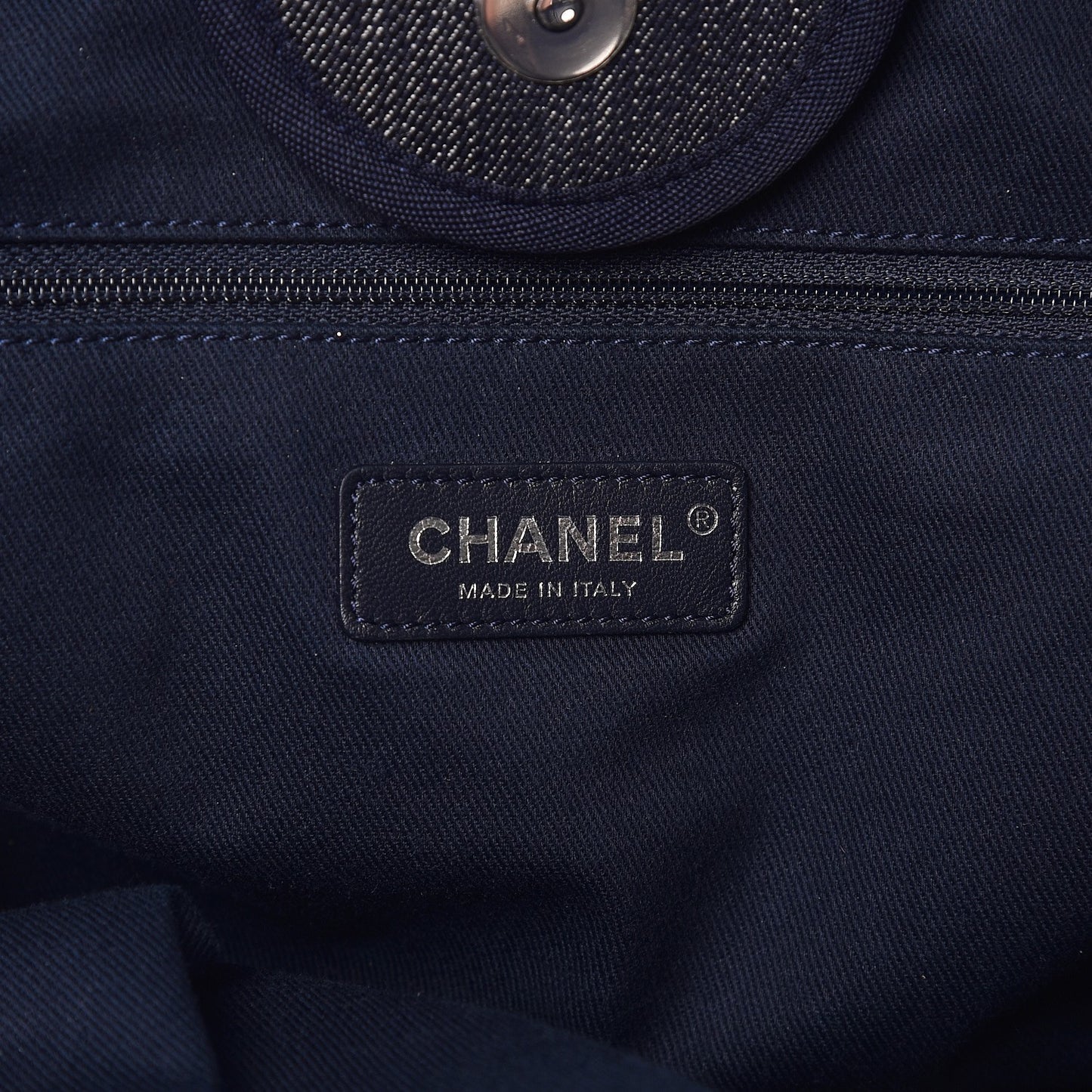 Denim Large Deauville Tote Blue Orange