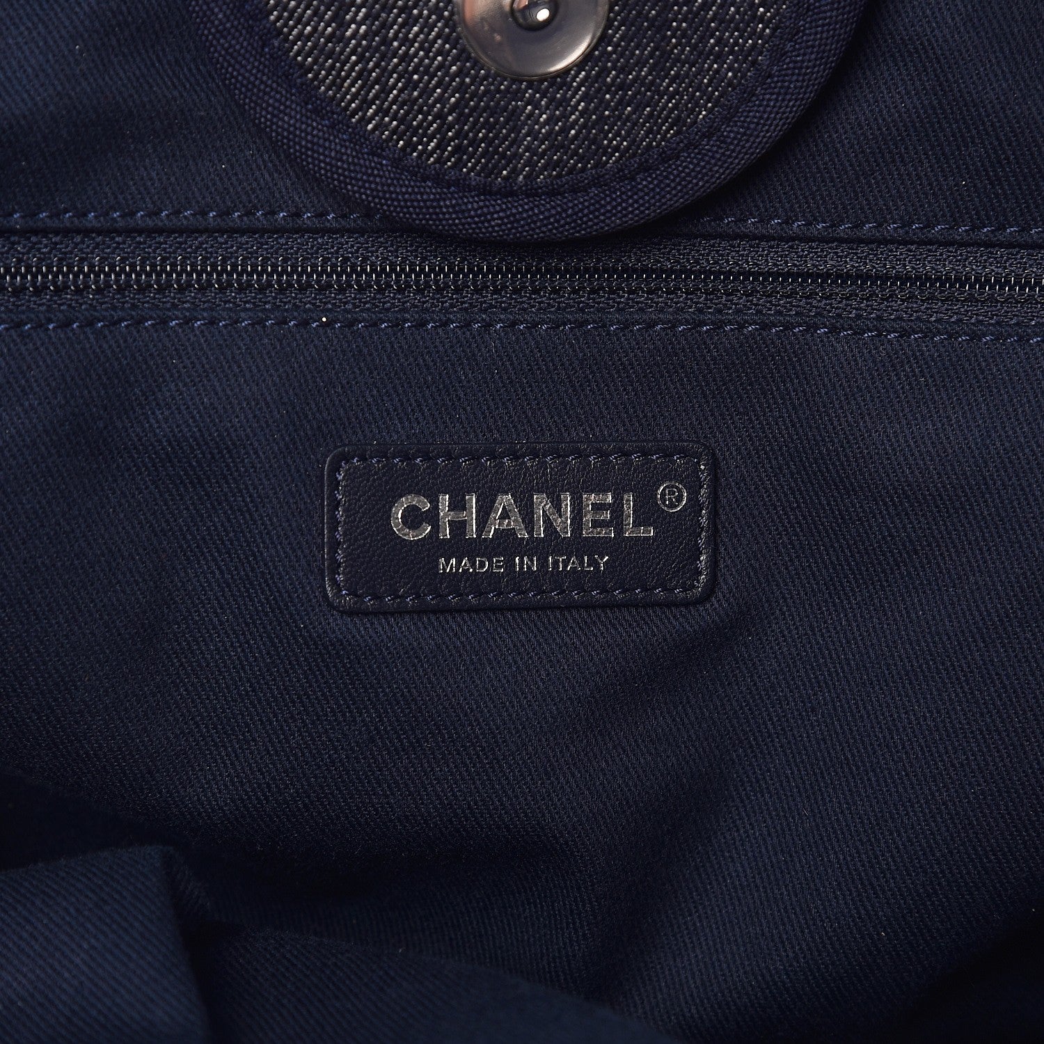 Chanel Denim Large Deauville Tote Blue Orange 7 of 11