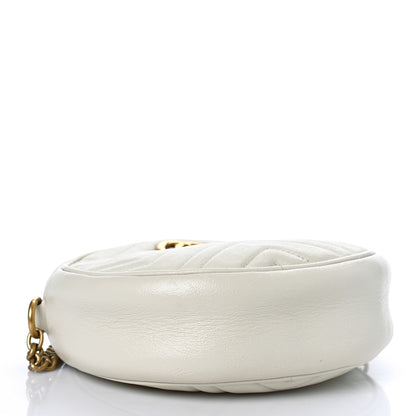 Gucci Calfskin Matelasse Mini GG Marmont Round Shoulder Bag White 4 of 13