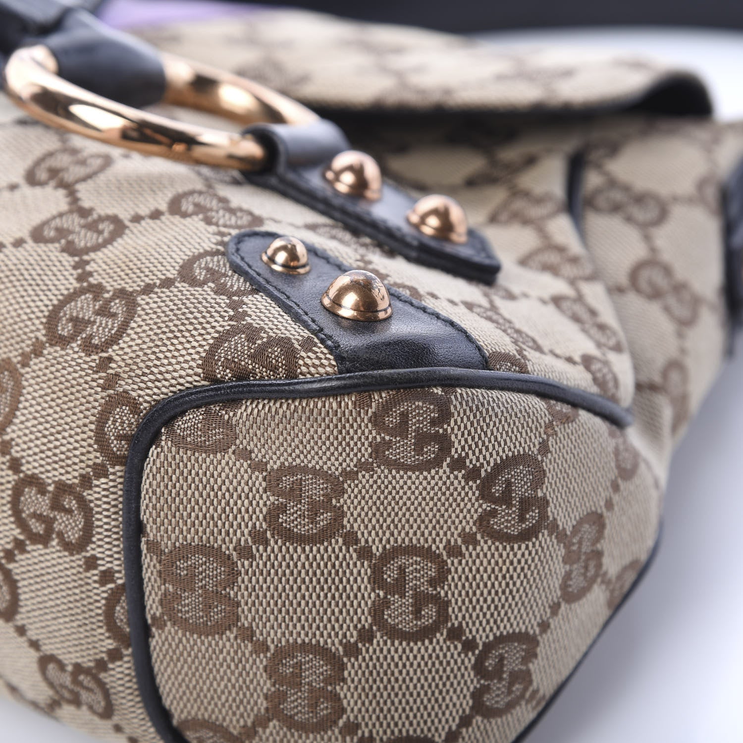 Gucci Monogram Horsebit Web Flap Bag Brown Purple 9 of 15