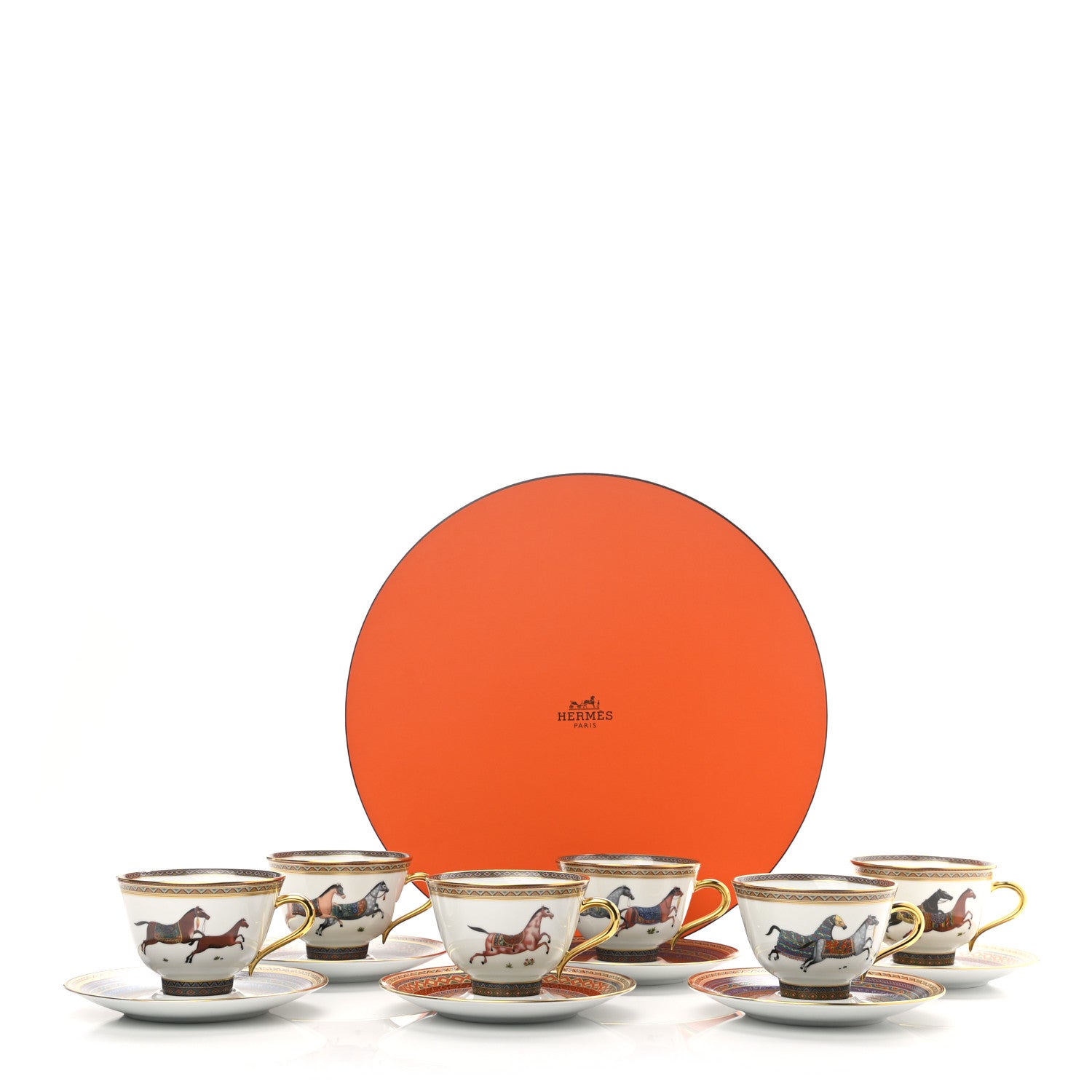 Hermes Porcelain Cheval d'Orient Tea Cup and Saucer Set of 6 11 of 11