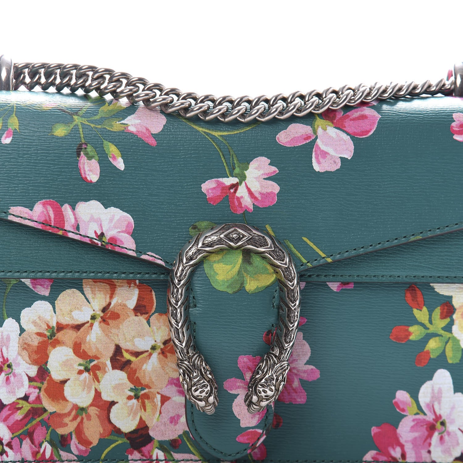 Gucci Calfskin Blooms Print Small Dionysus Shoulder Bag Bright Emerald Multicolor 11 of 11