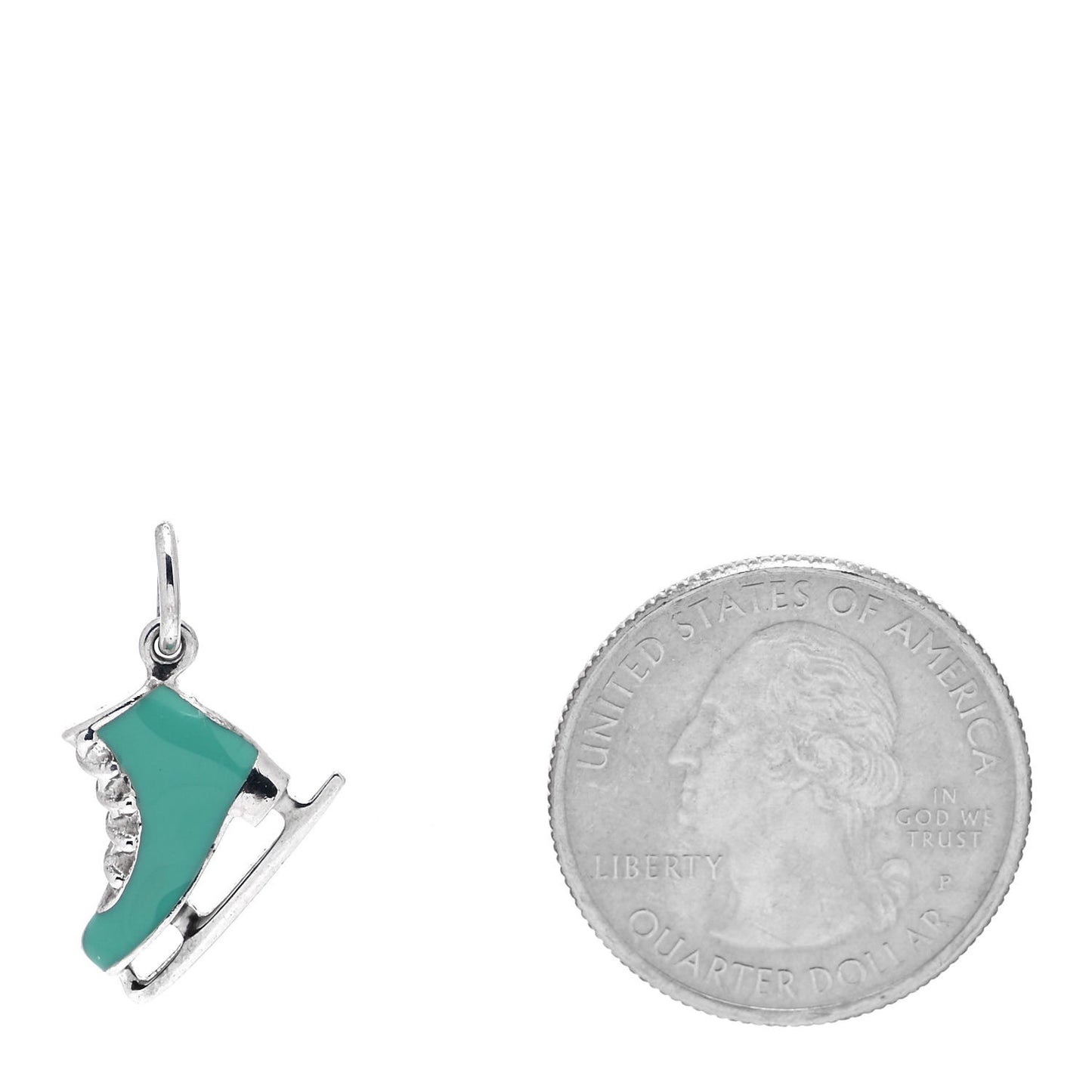 Sterling Silver Enamel Ice Skate Charm Blue