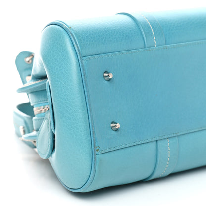 Christian Dior Calfskin Butterfly Pearls Frame Satchel Blue 12 of 13