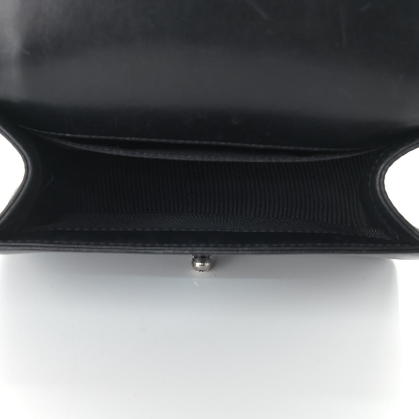 Calfskin Quilted Small Boy Flap Black